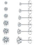 6 Pairs Hypoallergenic Cubic Zirconia Stud Earrings