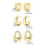 Gold Twisted Chunky Hoop Earrings Set for Women