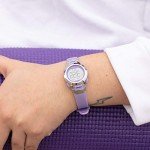 Purple and Silver-Tone Digital Watch for Women