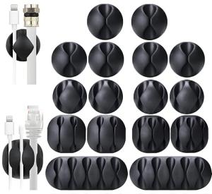 16 Pack Black Cable Clips for Easy Organization