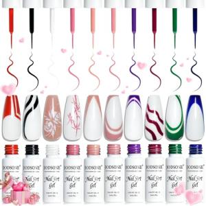 10pcs Nail Art Gel Liner Set for DIY Design