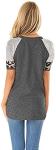Basoteeuo Leopard Print Tops for Women Short Sleeve Crew Neck T Shirts Dark Gray L