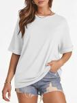 Oversized Women's Crewneck Summer T-Shirt - White