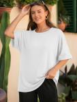 Oversized Women's Crewneck Summer T-Shirt - White