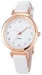 Elegant Crystal Accent Leather Strap Watch for Women