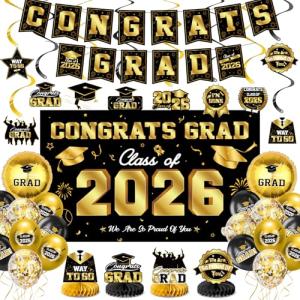 Black and Gold 2025 Graduation Party Supplies
