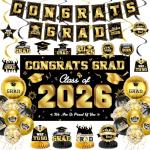 Black and Gold 2025 Graduation Party Supplies