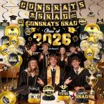 Black and Gold 2025 Graduation Party Supplies
