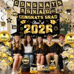 Black and Gold 2025 Graduation Party Supplies