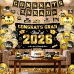 Black and Gold 2025 Graduation Party Supplies