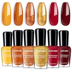 6-Piece Fall Nail Polish Set with Glitter