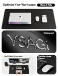 YSAGi Leather Desk Pad Protector, Office Desk Mat, Large Mouse Pad, Non-Slip PU Leather Desk Blotter, Laptop Desk Pad, Waterproof Desk Writing Pad for Office and Home (Black, 23.6" x 13.8")