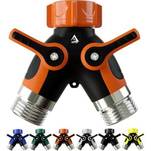 2-Way Heavy Duty Hose Splitter Connector - Orange