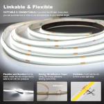 GXILEE 5v COB Led Strip Lights USB Powered 6000k Cool White CRI92+ 6ft Led Light Strip with Dimmer, 10W/2meter Flexible & Dimmable COB Light Strip for Bedroom Cabinet DIY Lighting