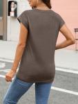 Trendy Women's Summer Cap Sleeve T-Shirt - Coffee Grey