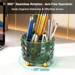 Dark Green Rotating Pen Pencil Holder Organizer