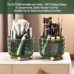 Dark Green Rotating Pen Pencil Holder Organizer