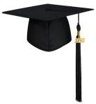 Matte Graduation Cap with 2025 Tassel - Black