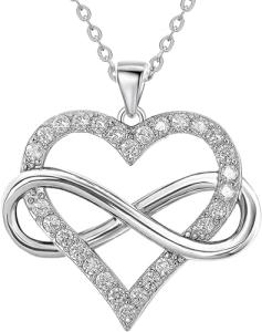 Infinity Heart Necklace for Women - Sterling Silver