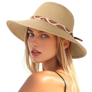 Wide Brim Sun Hat for Women - Khaki