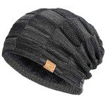 Warm Black Slouchy Beanie for Men