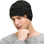 Warm Black Slouchy Beanie for Men