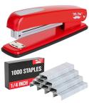 Red Stapler with 1000 Staples for Office