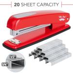 Red Stapler with 1000 Staples for Office