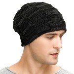 Warm Black Slouchy Beanie for Men
