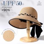 Women's Foldable Straw Beach Hat - UPF 50+