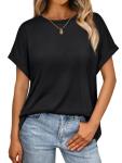 Oversized Black Short Sleeve Casual Women’s Top