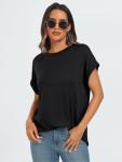 Oversized Black Short Sleeve Casual Women’s Top