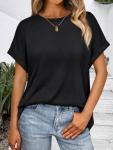 Oversized Black Short Sleeve Casual Women’s Top