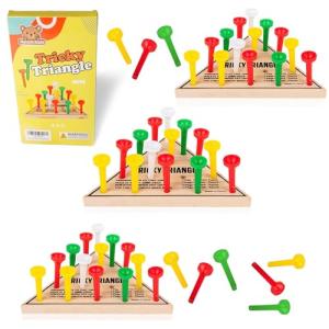 Wooden Triangle Peg Board Game - 3 Pack