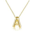 Gold Initial Bubble Letter Necklace for Women