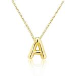 Gold Initial Bubble Letter Necklace for Women