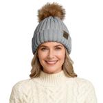 Cozy Light Gray Knitted Beanie with Pom