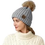 Cozy Light Gray Knitted Beanie with Pom