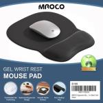 MROCO Ergonomic Mouse Pad with Gel Wrist Support, Comfortable Mousepad with Smooth Wrist Rest Surface and Non-Slip PU Base for Pain Relief, Computer, Laptop, Office & Home, 9.4 x 8.1 in, Black Color