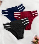 ASIMOON Women's High Waist Bikini Underwear Sexy Elastic Glitter Straps High Cut Cheeky High Rise Ladies Panties 3 Pack