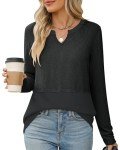 Stylish Black V-Neck Long Sleeve Knit Top