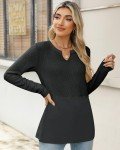 Stylish Black V-Neck Long Sleeve Knit Top