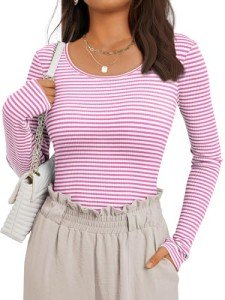 Cute Striped Long Sleeve Tee for Women