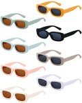 8 Pairs Kids Retro Rectangle Sunglasses Set