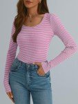 Cute Striped Long Sleeve Tee for Women
