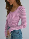 Cute Striped Long Sleeve Tee for Women