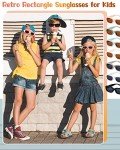 8 Pairs Kids Retro Rectangle Sunglasses Set