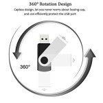 2 Pack 64GB USB Flash Drive USB 2.0 Thumb Drives Jump Drive Fold Storage Memory Stick Swivel Design - Black
