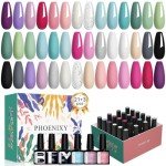 21-Color Gel Nail Polish Set with Base & Top Coats
