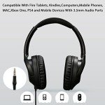noot products A319 Over Ear Wired Headphones with Volume Control, Microphone, Adjustable Headband and 3.5mm Audio Jack for School Home Work Computer Chromebook (Black)